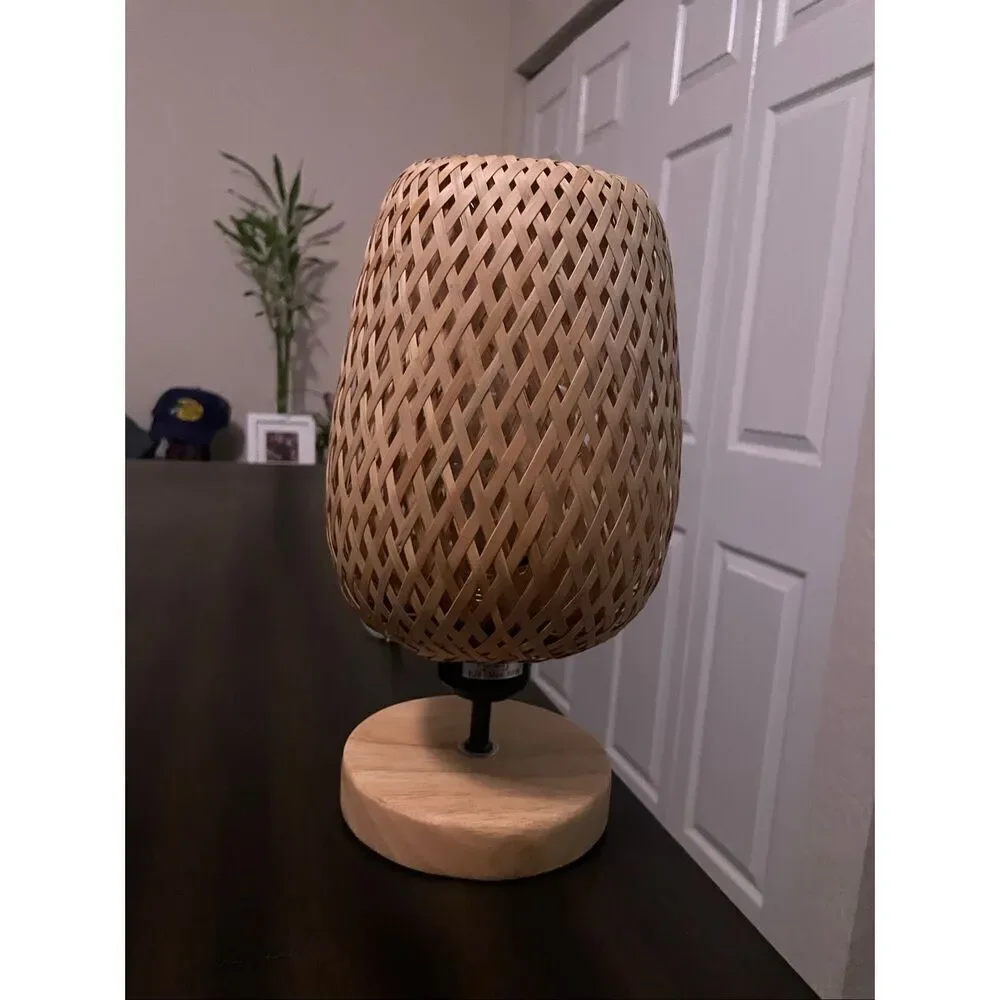 Boutique Bamboo Wicker Rattan Woven Table Lap Boho Home Decor
